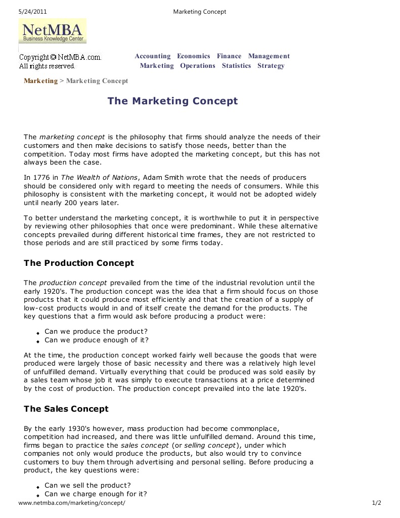 Marketing Concept | PDF