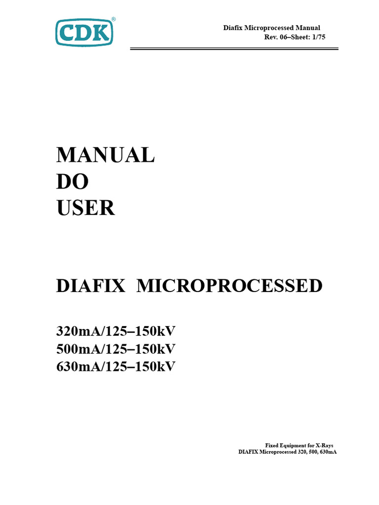 Diafix Microprocessed X-Ray Manual | PDF | Vacuum Tube | Cathode