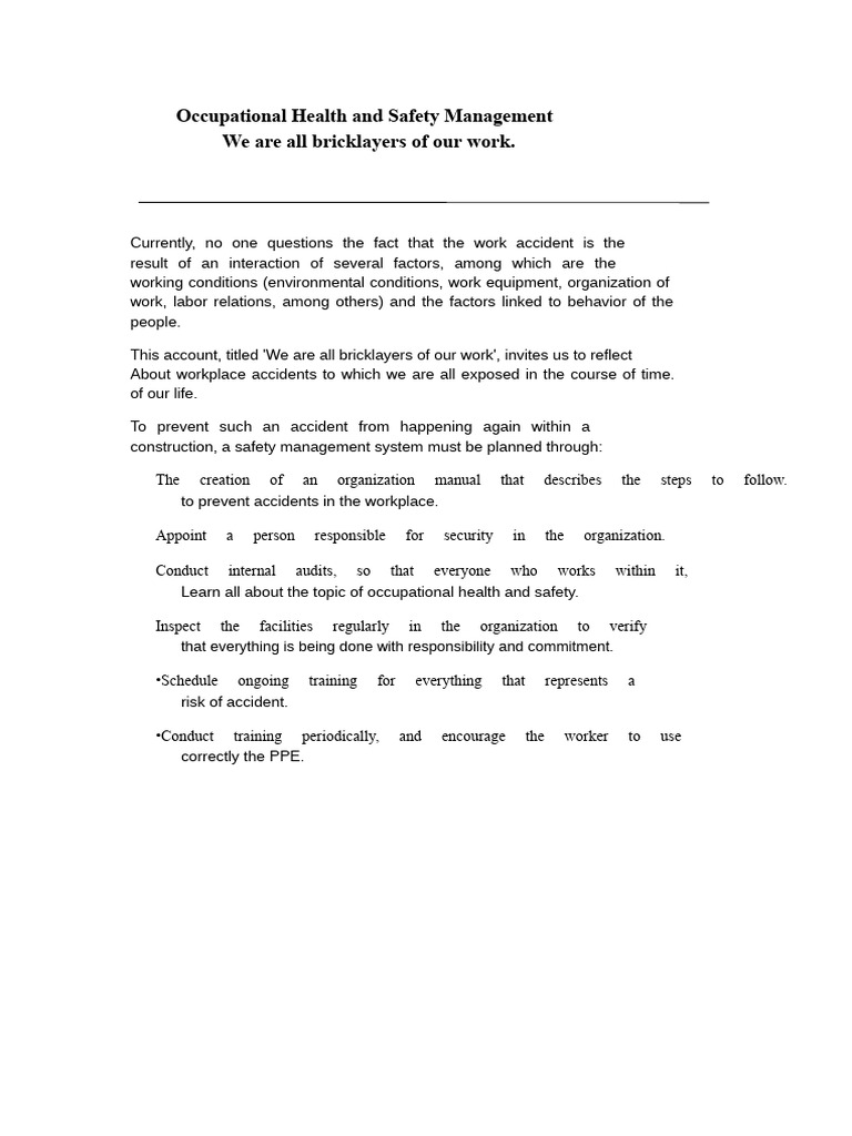 Occupational Health & Safety Strategies | PDF
