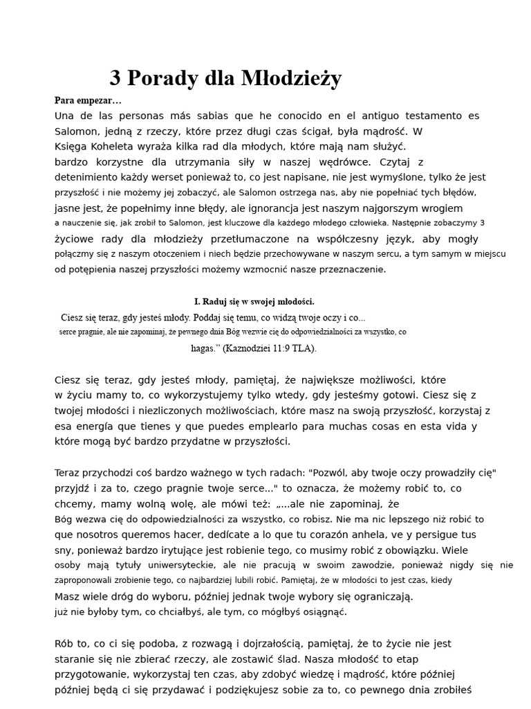 3 Porady Dla Młodych | PDF