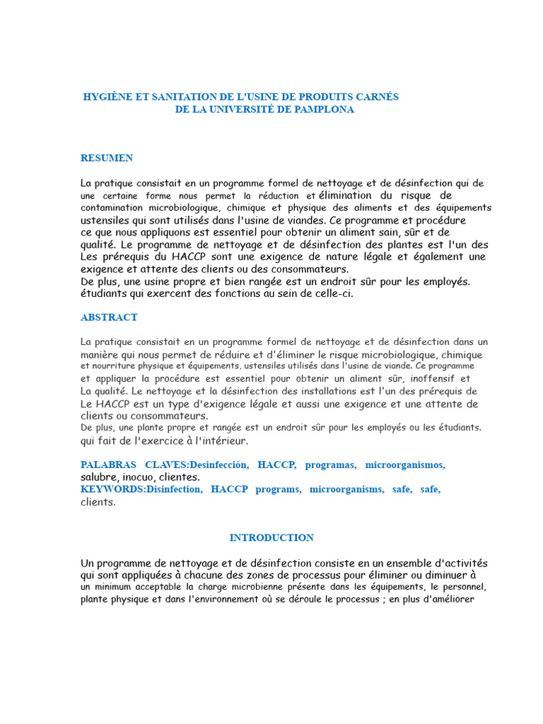 Hygiène et désinfection en usine de viande | PDF | Nourritures | Hygiène