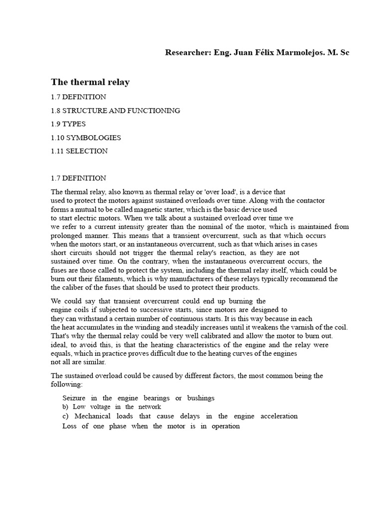 Chapter 2 - The Thermal Relay (TOPIC) | PDF | Relay | Electric Current