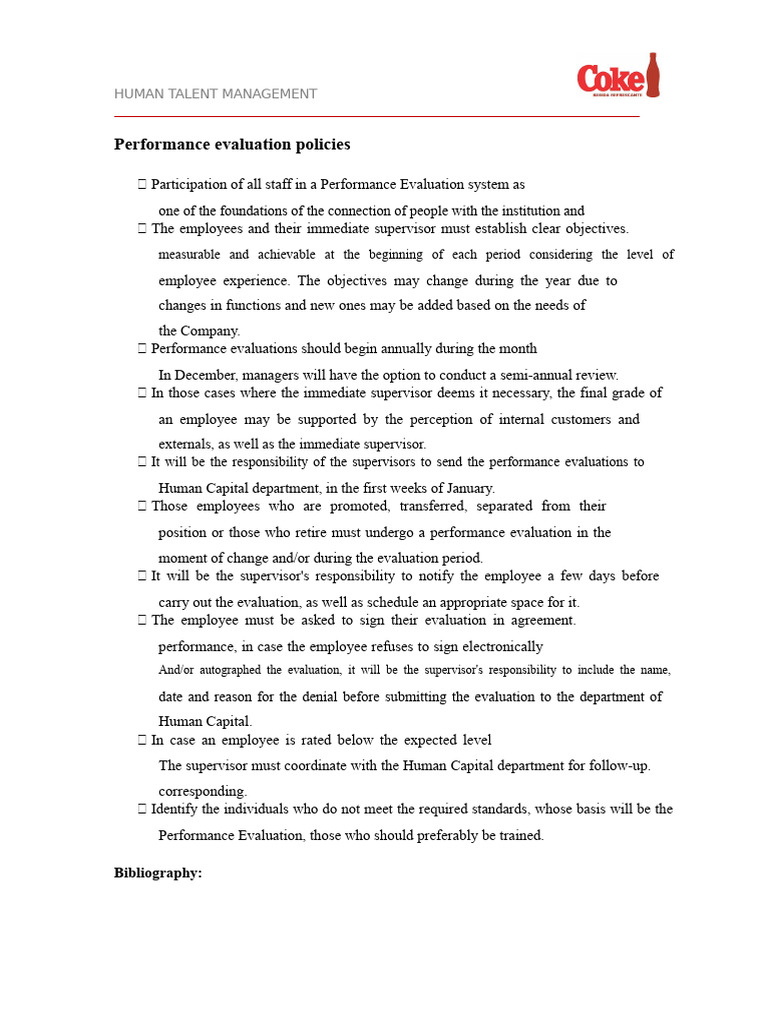 Performance Evaluation Policies | PDF | Performance Appraisal | Evaluation