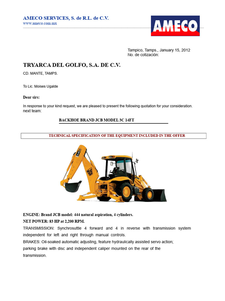 Backhoe Loader 3C 14FT 4X2 and 4X4 | PDF | Horsepower | Vehicles