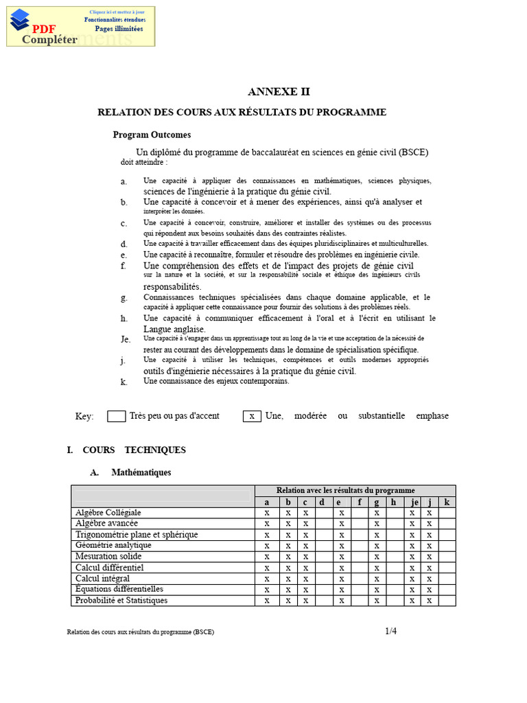 Cours et résultats du programme BSCE | PDF | Science | Génie géotechnique