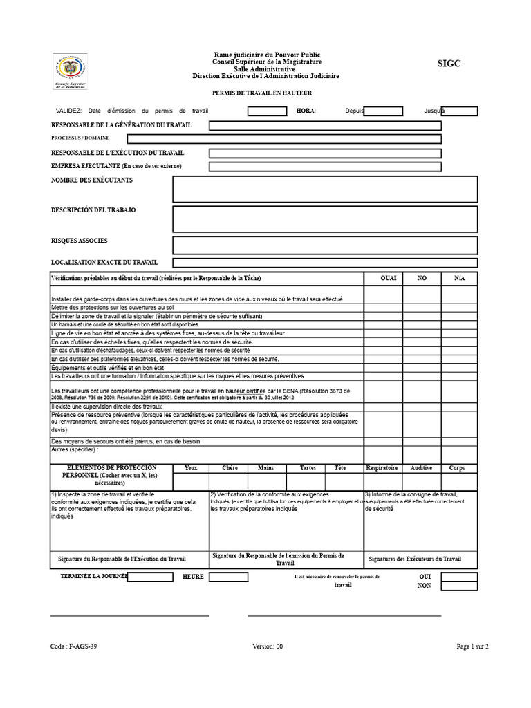 Permis de travail en hauteur : sécurité et vérifications | PDF | Sécurité