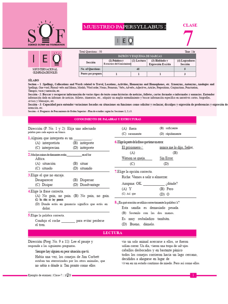 Examen Muestra Clase 7 IEO | PDF