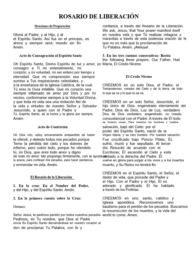 Rosario de Liberación: Oraciones y Consagraciones | PDF | María, madre ...