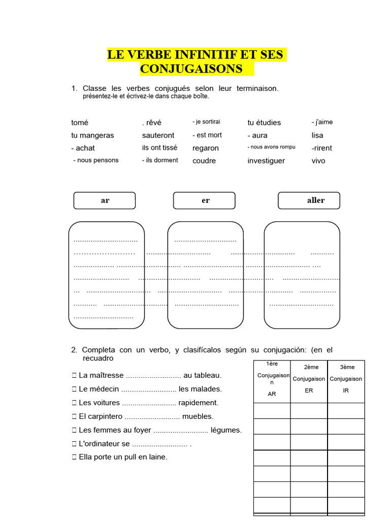 Conjugaison des verbes et exercices | PDF | Verbe | Morphologie ...
