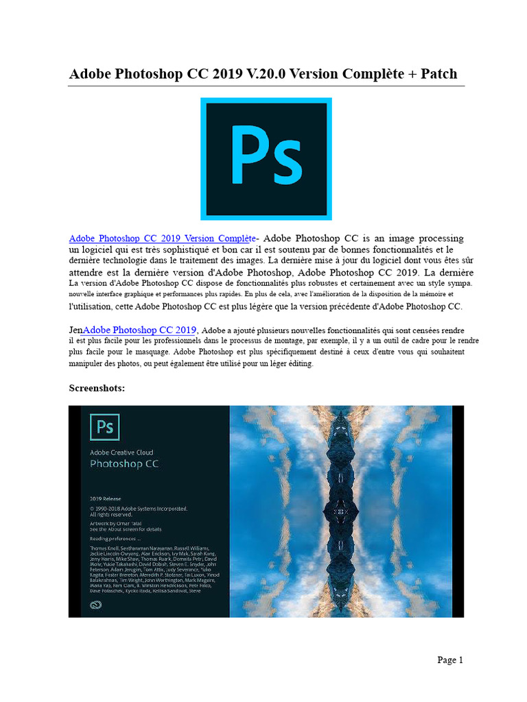 Télécharger Adobe Photoshop CC 2019 Gratuit | PDF | Microsoft Windows ...