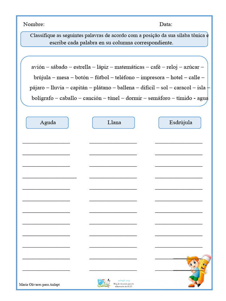 Classificação Palavras Sílaba Tônica | PDF