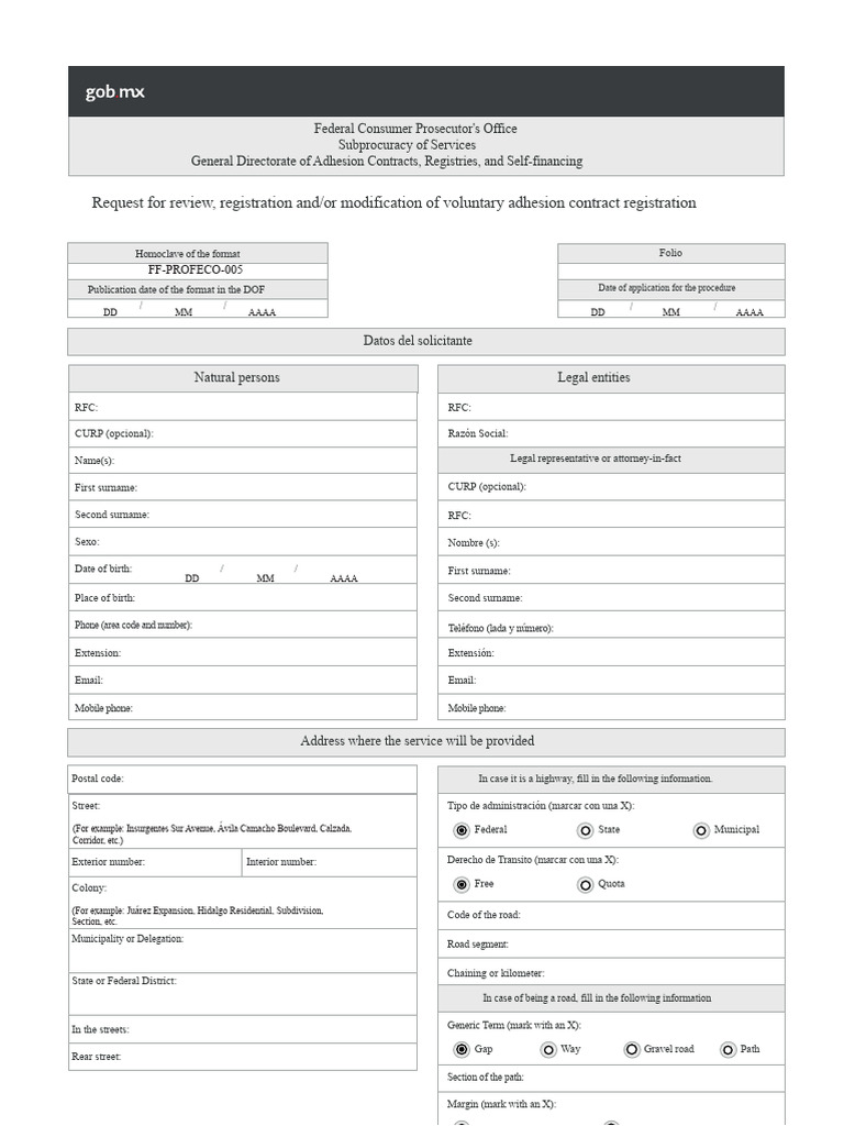 FF-PROFECO-005 adhesion contract format.pdf | PDF | Common Law | Justice