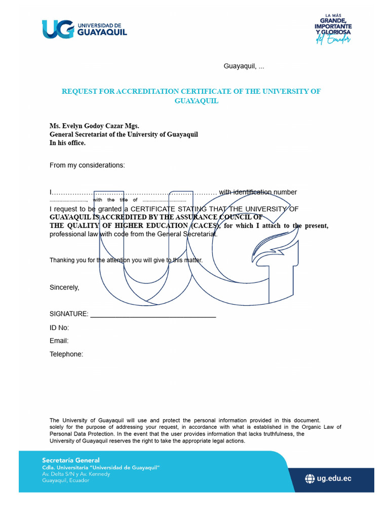 Request for University Accreditation Certificate | PDF
