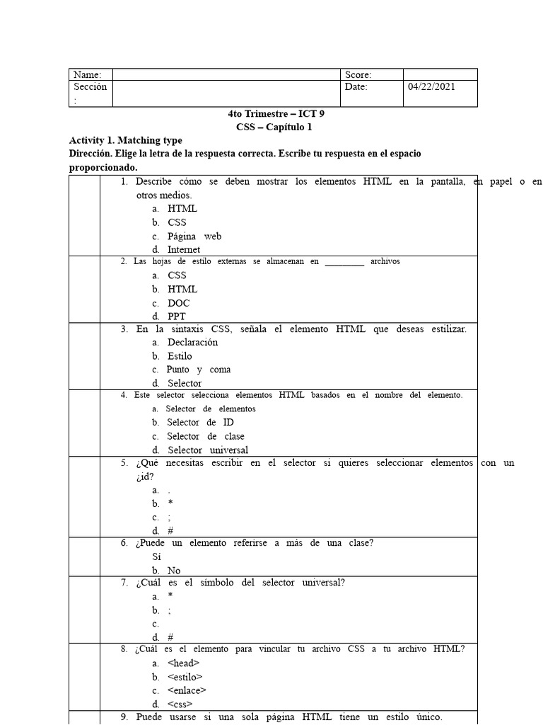 Actividad C1 Del Q4 de TIC 9 | PDF | HTML | Informática