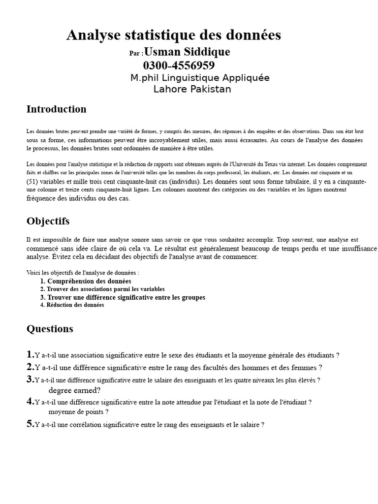 Analyse Statistique des Données Universitaires | PDF | Statistique ...