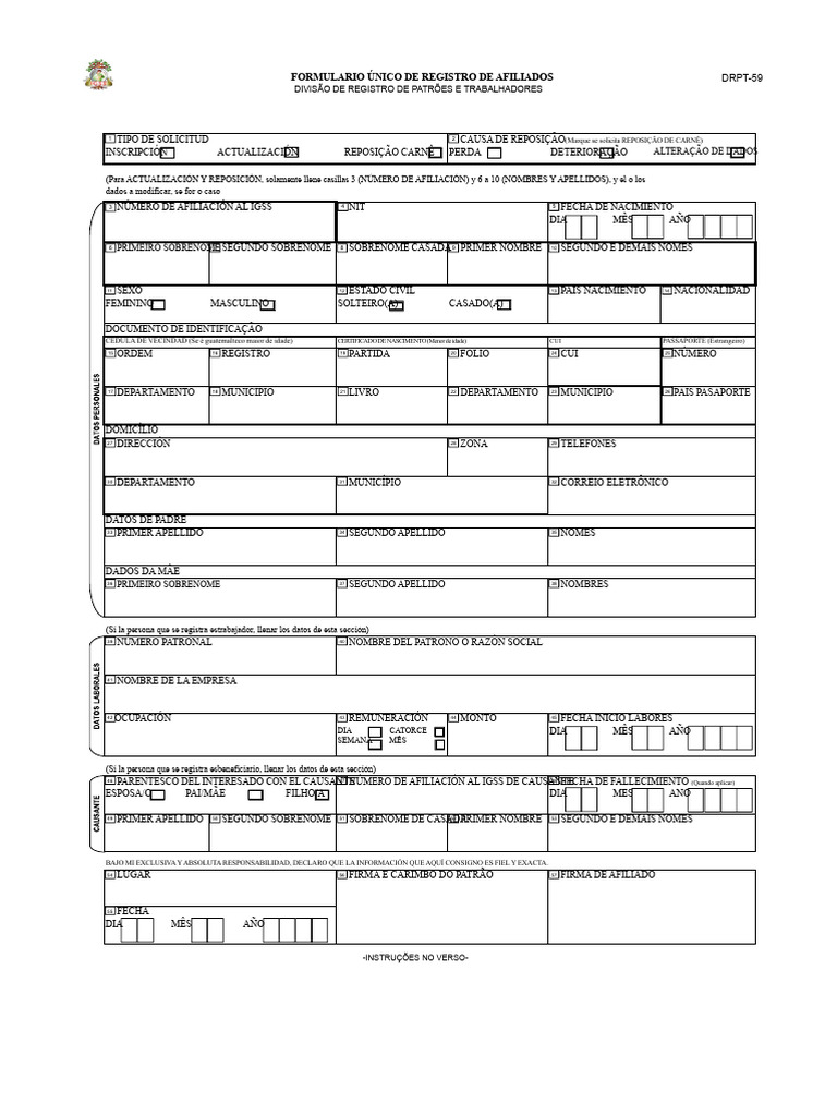Formulario DRPT-59 IGSS Editable | PDF