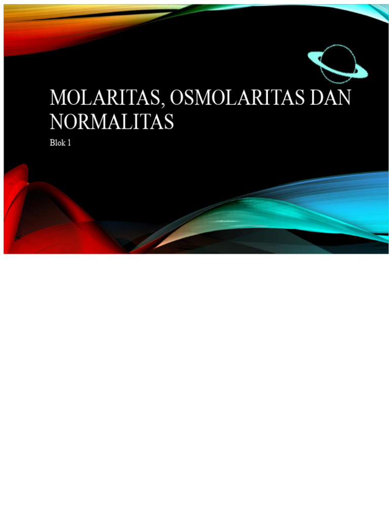 Molaritas, Osmolaritas, Dan Normalitas | PDF