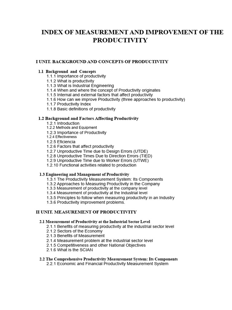 Productivity Measurement and Improvement Guide | PDF | Factors Of ...