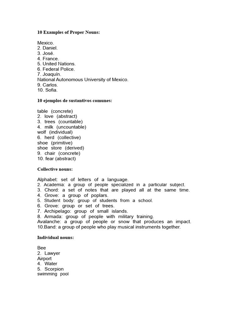 10 Examples of Proper Nouns | PDF