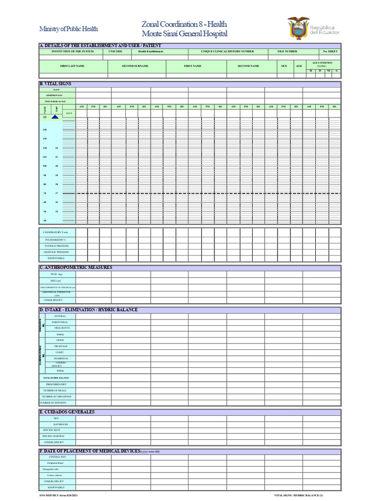 Health Monitoring Form - Vital Signs & Care | PDF | Blood Pressure ...