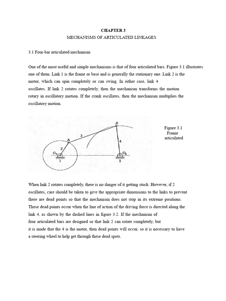 Four-Bar Articulated Mechanism Guide | PDF | Angle | Motion (Physics)