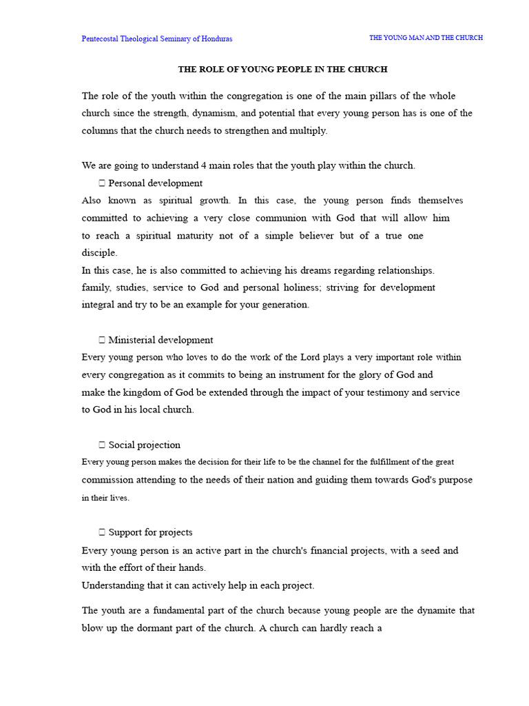 Youth's Vital Role in Church Growth | PDF | Holiness Movement ...