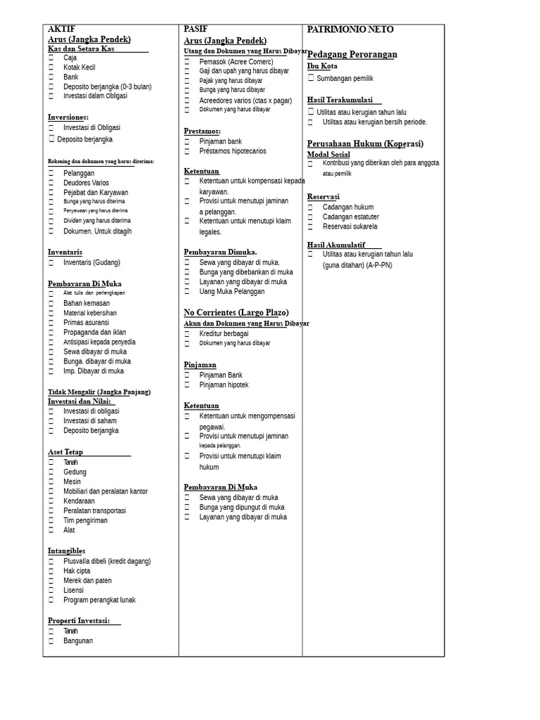 Akun Akuntansi Format Neraca Umum | PDF