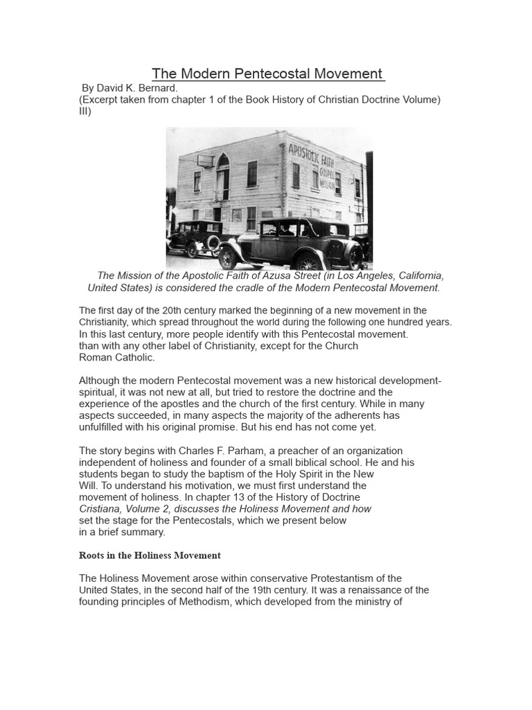 Origins of the Modern Pentecostal Movement | PDF | Pentecostalism ...