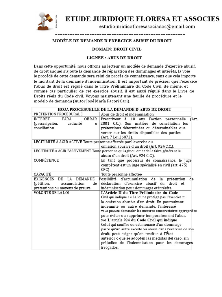 Modèle de demande d'abus de droit | PDF | Justice | Crime et violence