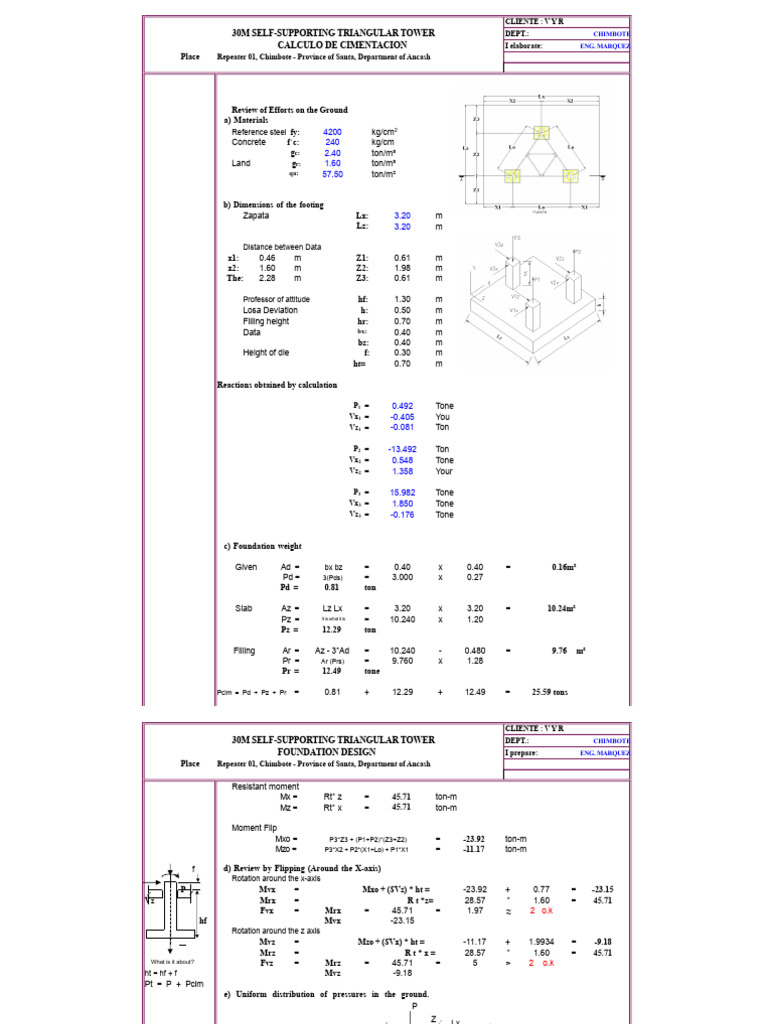 Calculation Memory Tower 30 Meters | PDF