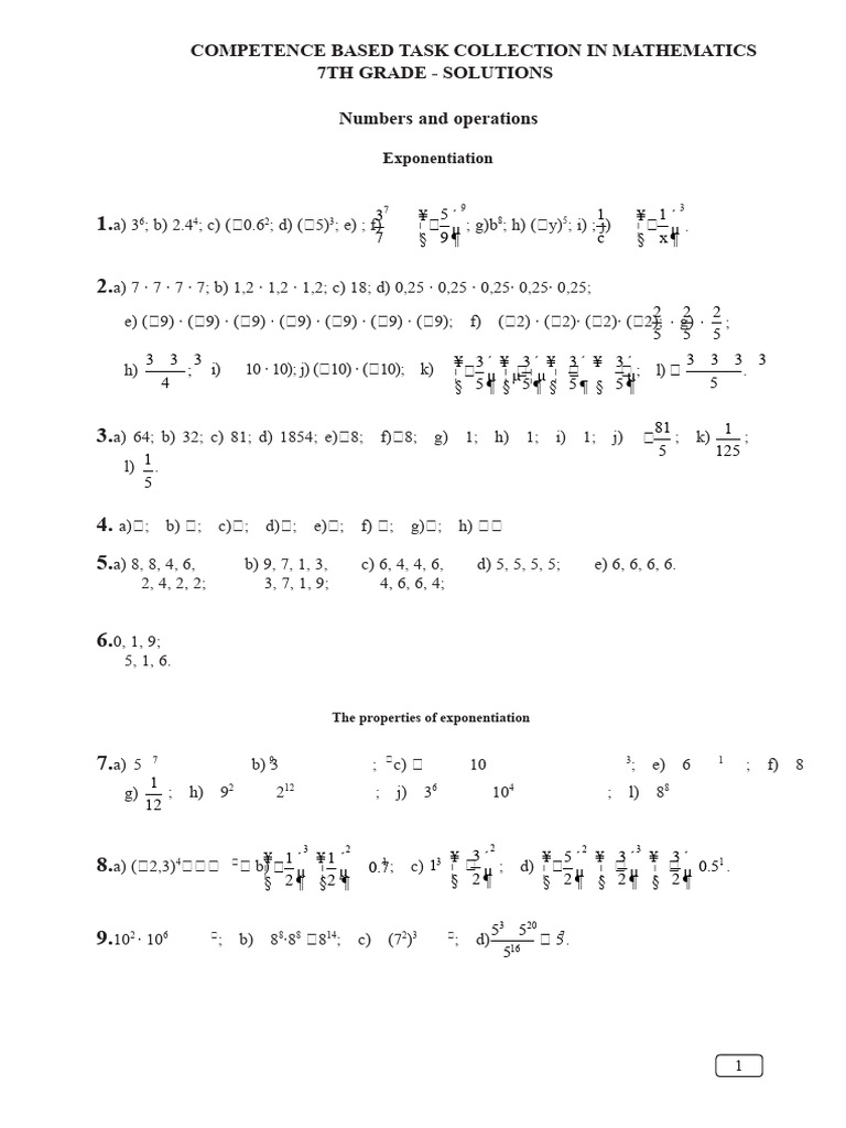 7th Grade Math Competence Tasks | PDF | Numbers | Decimal