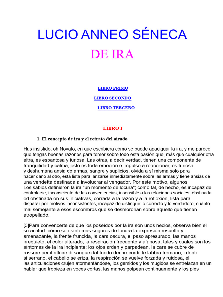 De Ira - Séneca | PDF | Ira | Razón