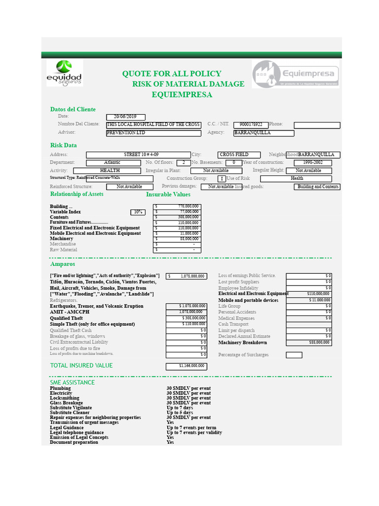 Comprehensive Insurance Quote Overview | PDF | Insurance | Securitization
