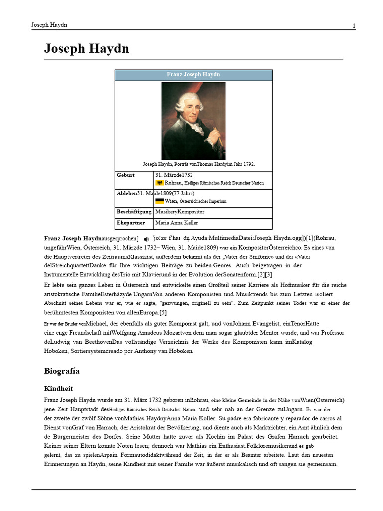 Joseph Haydn PDF | PDF