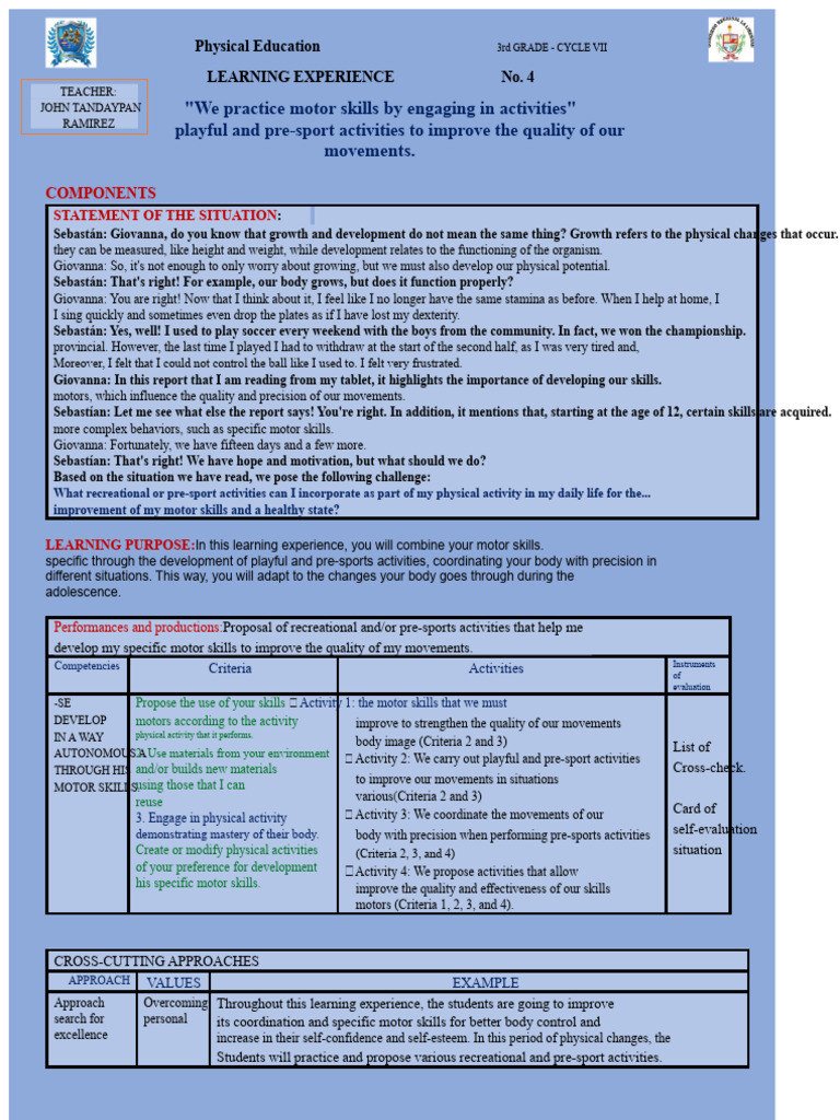 3rd GRADE - AGE 4 - ACTIVITY 01 PHYSICAL EDUCATION | PDF | Adolescence ...