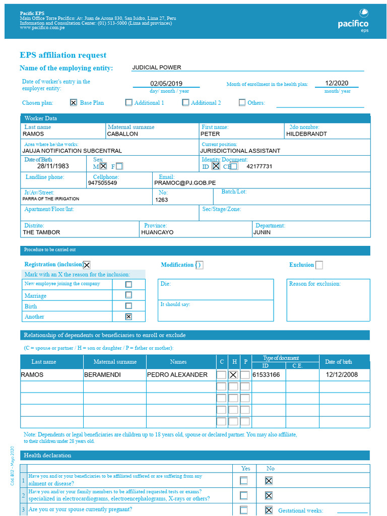 EPS Affiliation Request Form Guide | PDF | Lima
