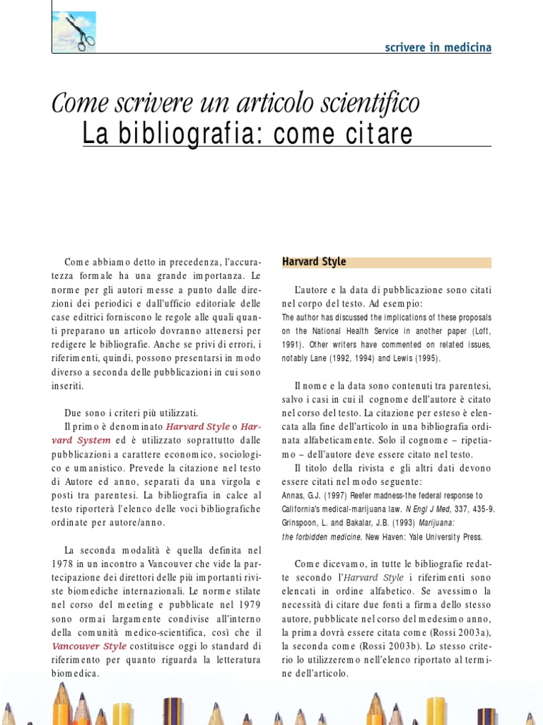 Come scrivere un articolo scientifico La bibliografia come citare