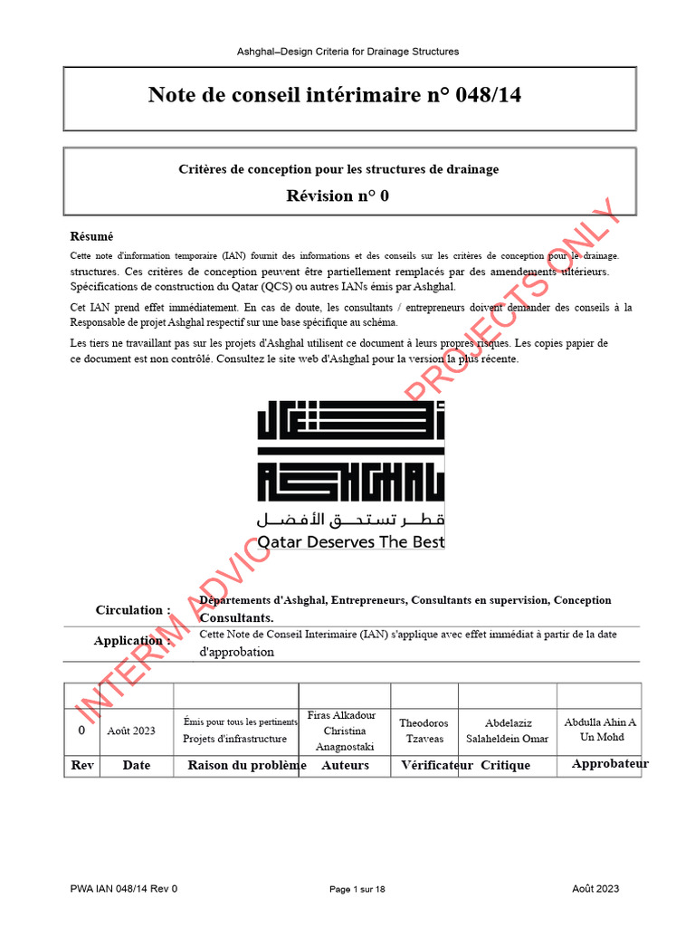 Critères de conception drainage Ashghal | PDF | Béton | Génie géotechnique
