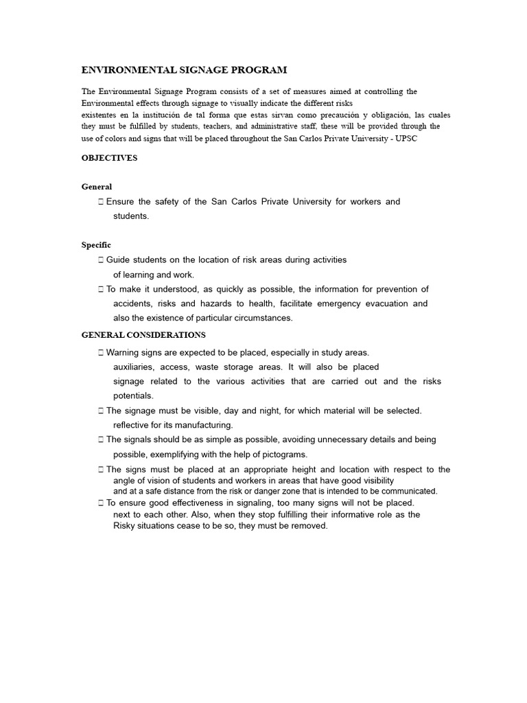 Environmental Signage Program Guide | PDF | Risk | Color