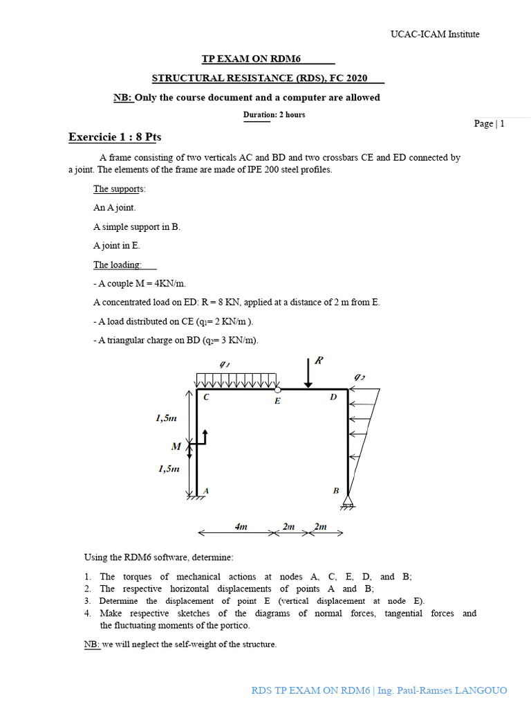 FINAL TP ON RDM6 RDS | PDF | Truss | Beam (Structure)