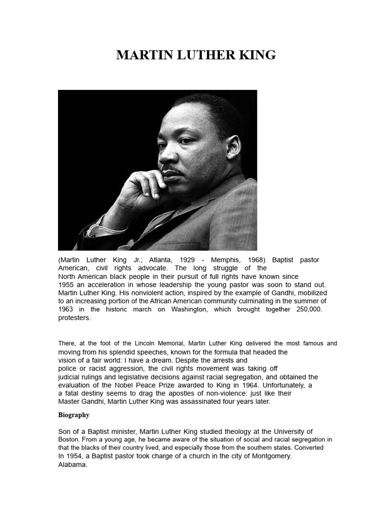 Martin Luther King Jr.: Civil Rights Leader | PDF | Martin Luther King Jr.