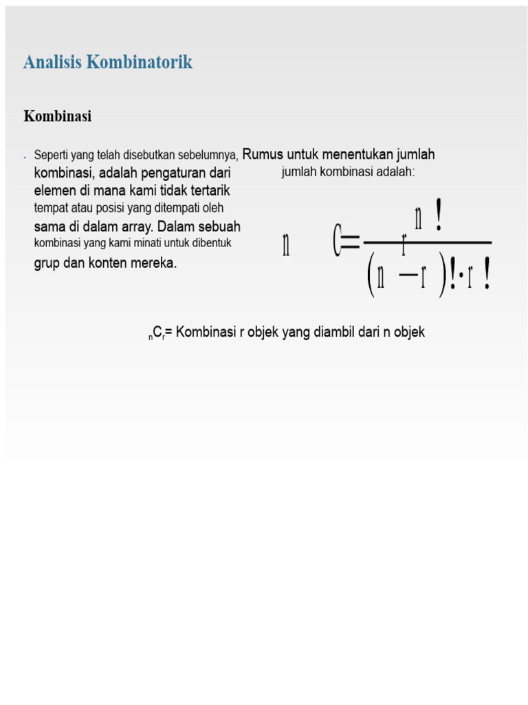 Analisis Kombinatorik dan Contoh Praktis | PDF