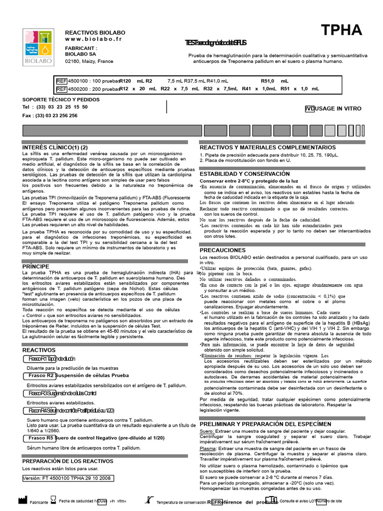Prueba TPHA para Diagnóstico de Sífilis | PDF | Anticuerpo ...