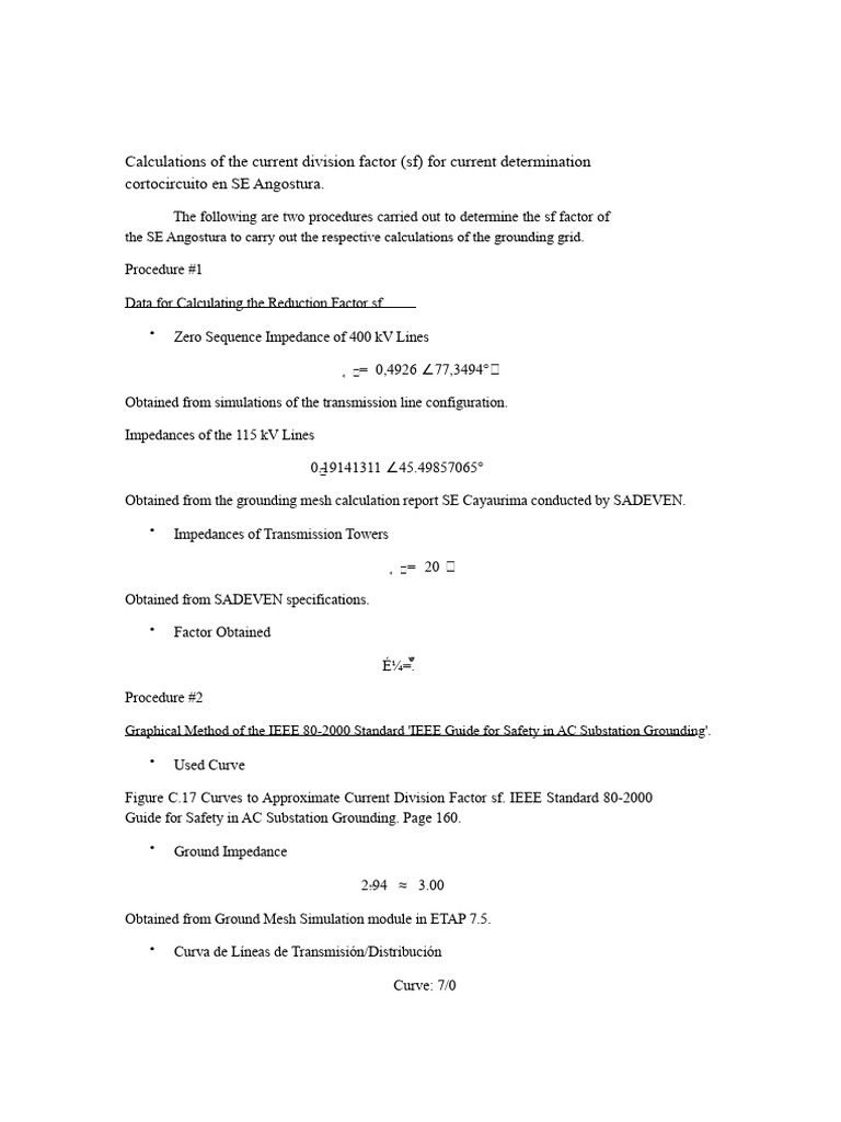 Current Division Factor Calculation for SE Angostura | PDF
