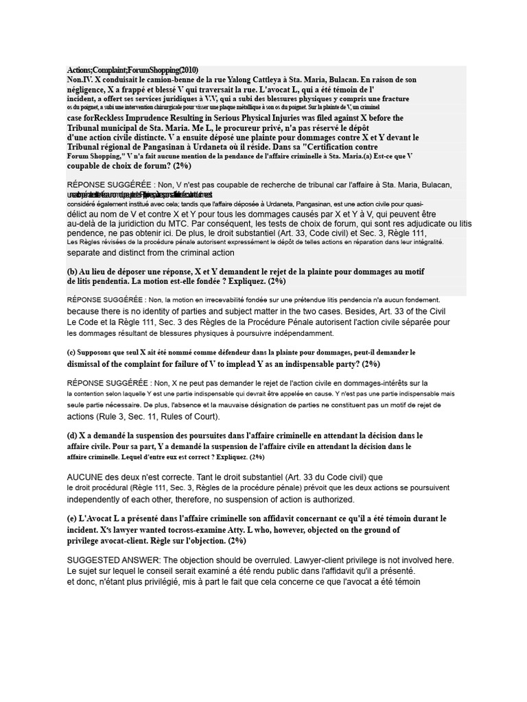 Responsabilité civile et pénale : cas de négligence | PDF | Crimes ...