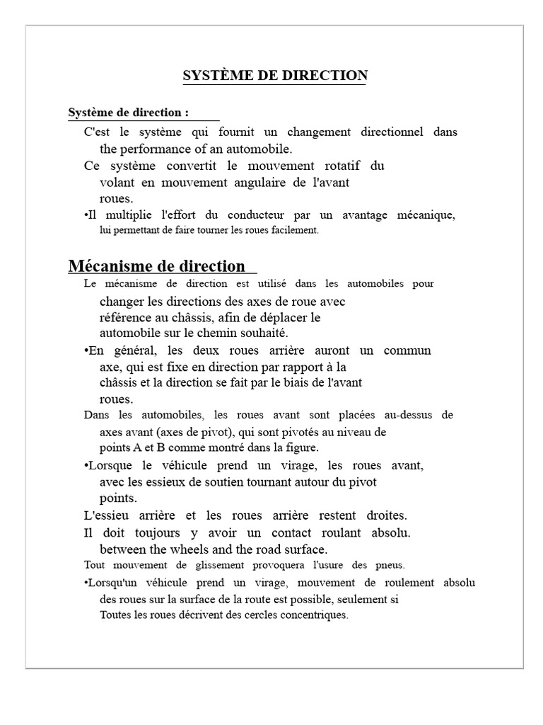 Mécanismes de Direction Automobile | PDF | Roue | Véhicules terrestres