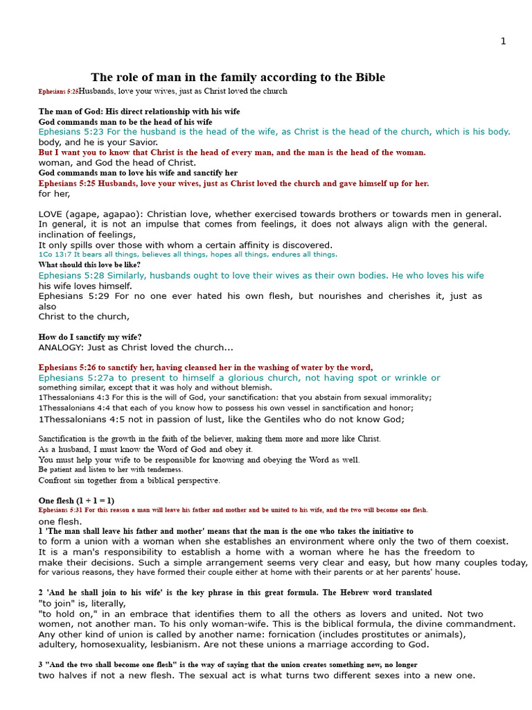 Biblical Guidance for Husbands' Roles | PDF | Wife | Husband