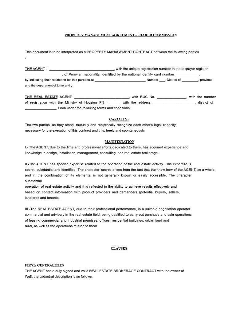 Property Management Agreement Template | PDF | Arbitration | Common Law