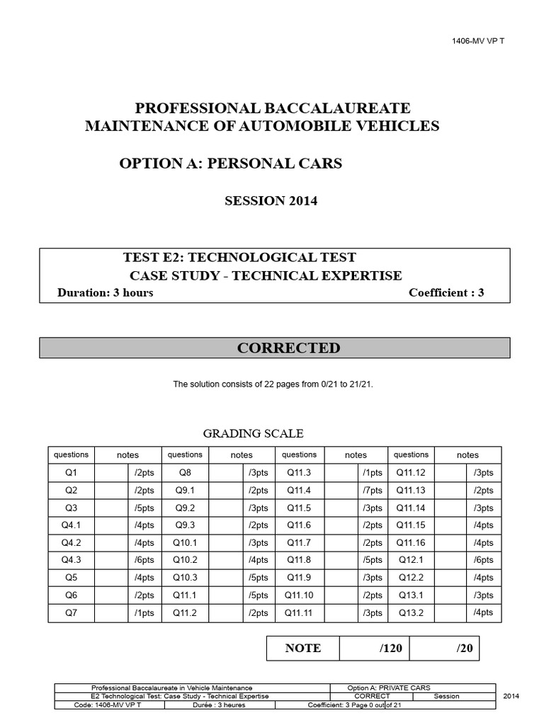Vehicle Maintenance Case Study Exam 2014 | PDF | Diesel Engine | Engines