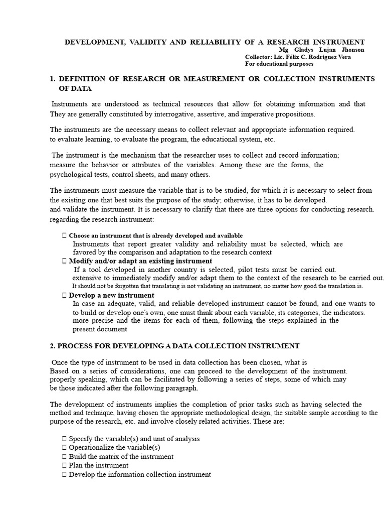 Developing Reliable Research Instruments | PDF | Validity (Statistics ...